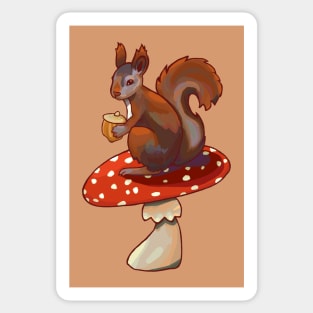 Squirrel on a Mushroom Sticker
